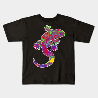 Colorful surreal psychedelic lizard king V Kids T-Shirt